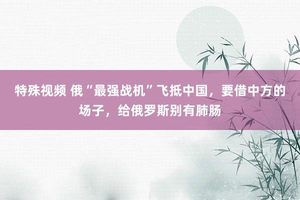 特殊视频 俄“最强战机”飞抵中国，要借中方的场子，给俄罗斯别有肺肠