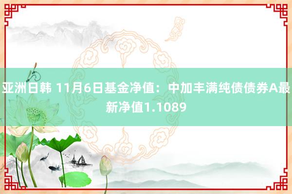亚洲日韩 11月6日基金净值：中加丰满纯债债券A最新净值1.1089