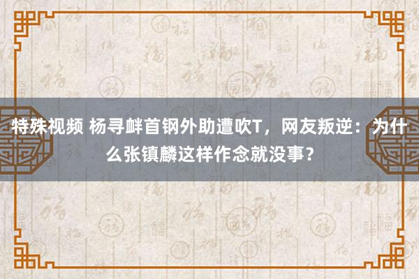 特殊视频 杨寻衅首钢外助遭吹T，网友叛逆：为什么张镇麟这样作念就没事？