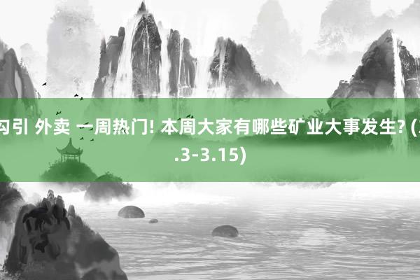 勾引 外卖 一周热门! 本周大家有哪些矿业大事发生? (3.3-3.15)
