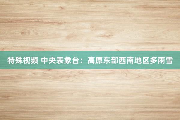 特殊视频 中央表象台：高原东部西南地区多雨雪