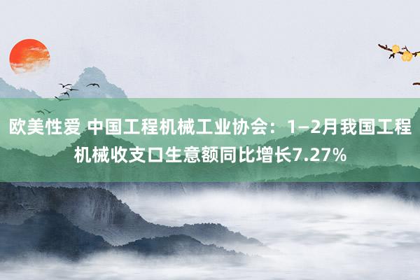 欧美性爱 中国工程机械工业协会：1—2月我国工程机械收支口生意额同比增长7.27%