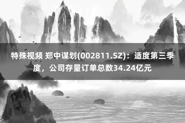 特殊视频 郑中谋划(002811.SZ)：适度第三季度，公司存量订单总数34.24亿元