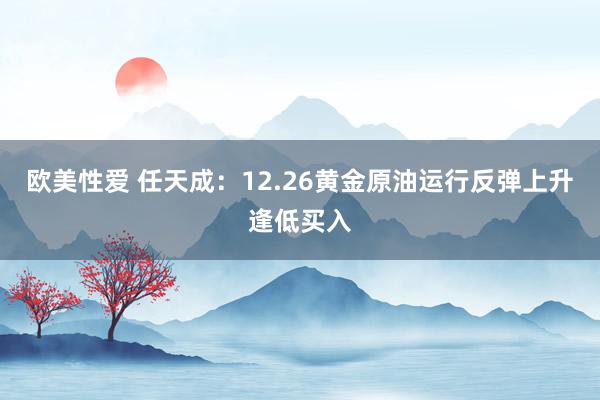 欧美性爱 任天成：12.26黄金原油运行反弹上升逢低买入