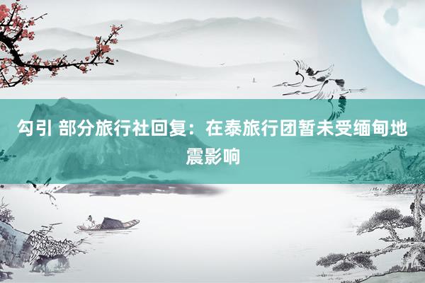 勾引 部分旅行社回复：在泰旅行团暂未受缅甸地震影响