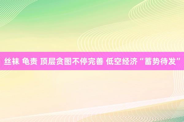 丝袜 龟责 顶层贪图不停完善 低空经济“蓄势待发”