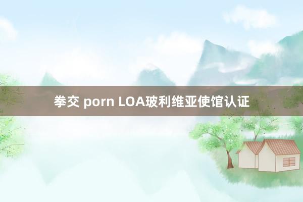 拳交 porn LOA玻利维亚使馆认证