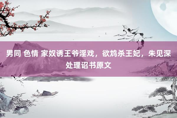 男同 色情 家奴诱王爷淫戏，欲鸩杀王妃，朱见深处理诏书原文