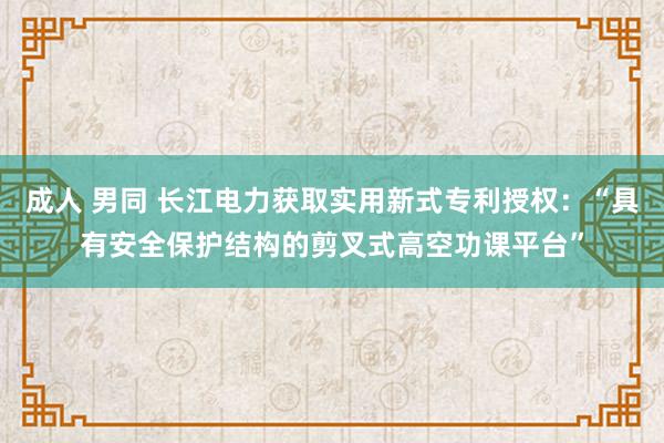 成人 男同 长江电力获取实用新式专利授权：“具有安全保护结构的剪叉式高空功课平台”