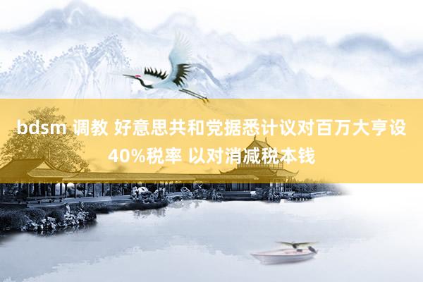 bdsm 调教 好意思共和党据悉计议对百万大亨设40%税率 以对消减税本钱
