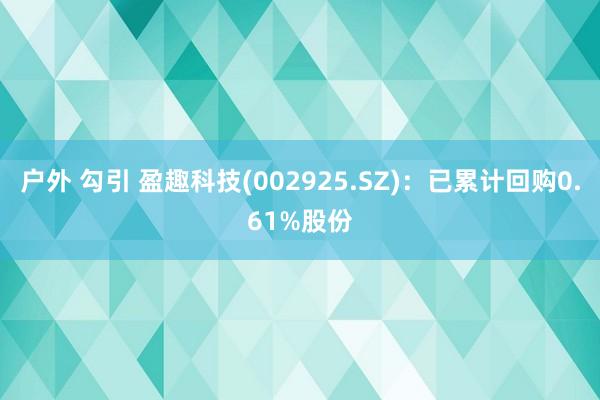 户外 勾引 盈趣科技(002925.SZ)：已累计回购0.61%股份