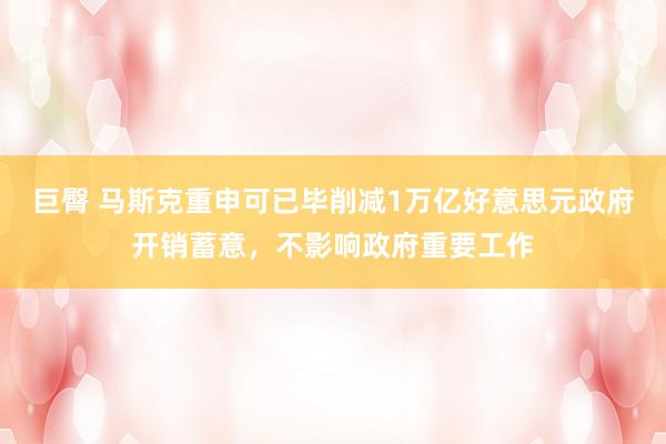巨臀 马斯克重申可已毕削减1万亿好意思元政府开销蓄意，不影响政府重要工作