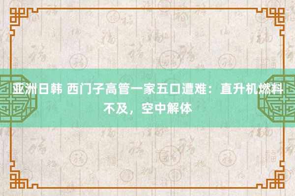 亚洲日韩 西门子高管一家五口遭难：直升机燃料不及，空中解体