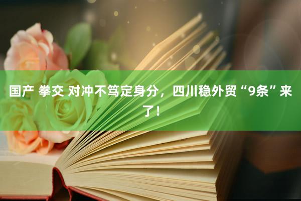 国产 拳交 对冲不笃定身分，四川稳外贸“9条”来了！